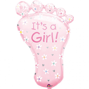 Folieballon SuperShape Roze Voet It's a Girl! - 82 cm